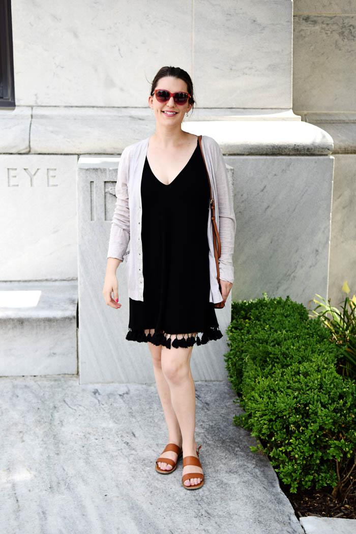 This black tassel dress is perfect for hot summer days. Get the full look on AnExplorersHeart.com