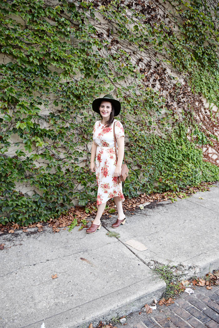 BB Styled Floral Midi Dress - see how I styled the full look on AnExplorersHeart.com