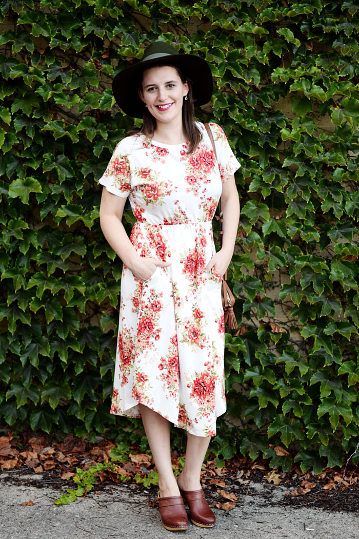 BB Styled Floral Midi Dress - see how I styled the full look on AnExplorersHeart.com