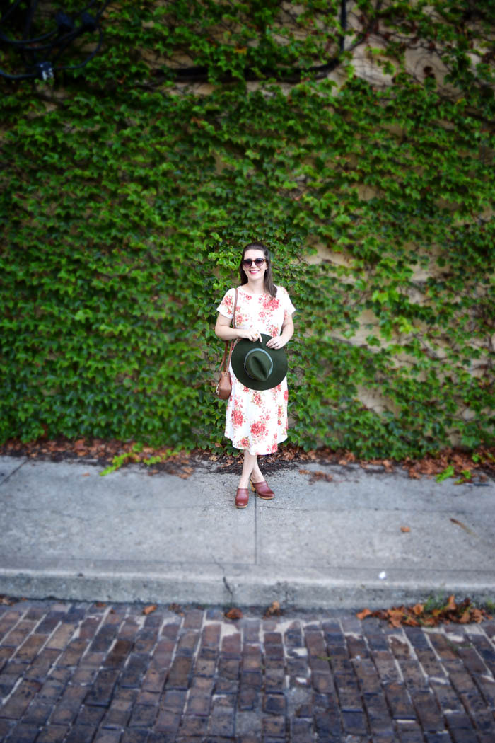 BB Styled Floral Midi Dress - see how I styled the full look on AnExplorersHeart.com