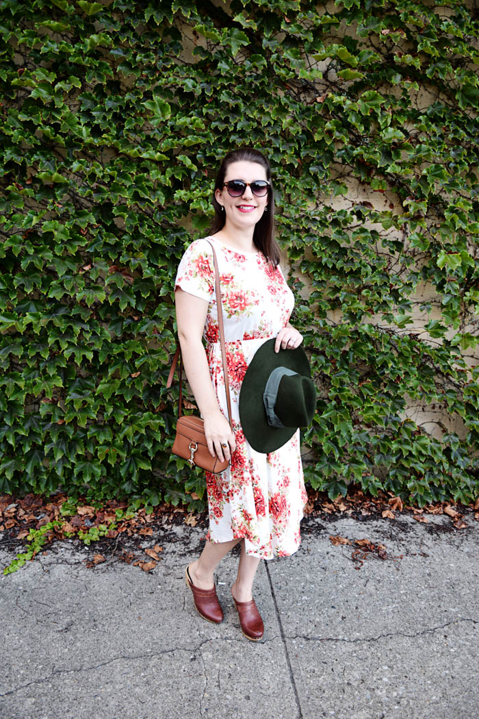 BB Styled Floral Midi Dress - see how I styled the full look on AnExplorersHeart.com
