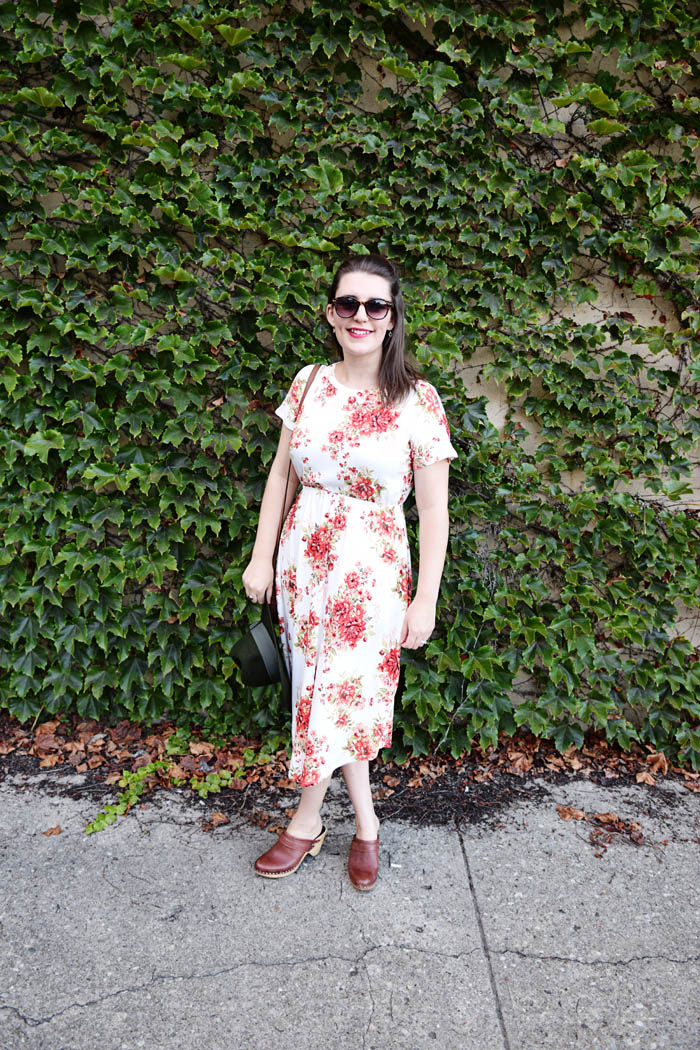 BB Styled Floral Midi Dress - see how I styled the full look on AnExplorersHeart.com