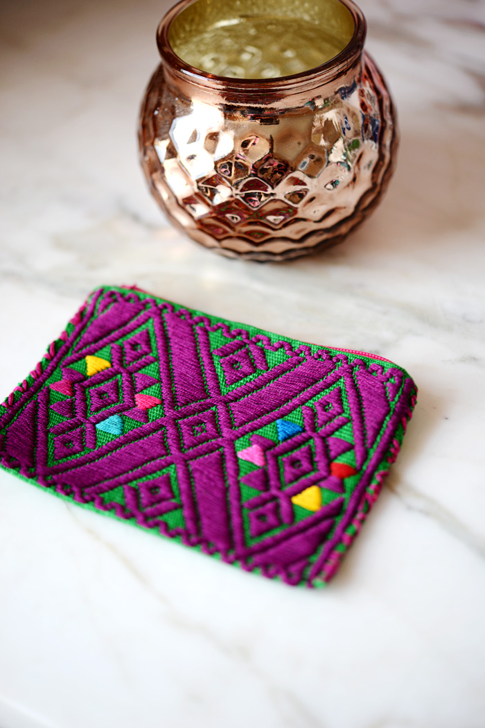 Handmade Mexican Embroidered Coin Purse on An Explorer's Heart